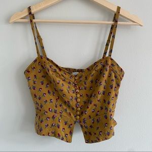 Kimchi Blue (Urban Outfitters) Floral Bustier Cropped Cami Blouse Top